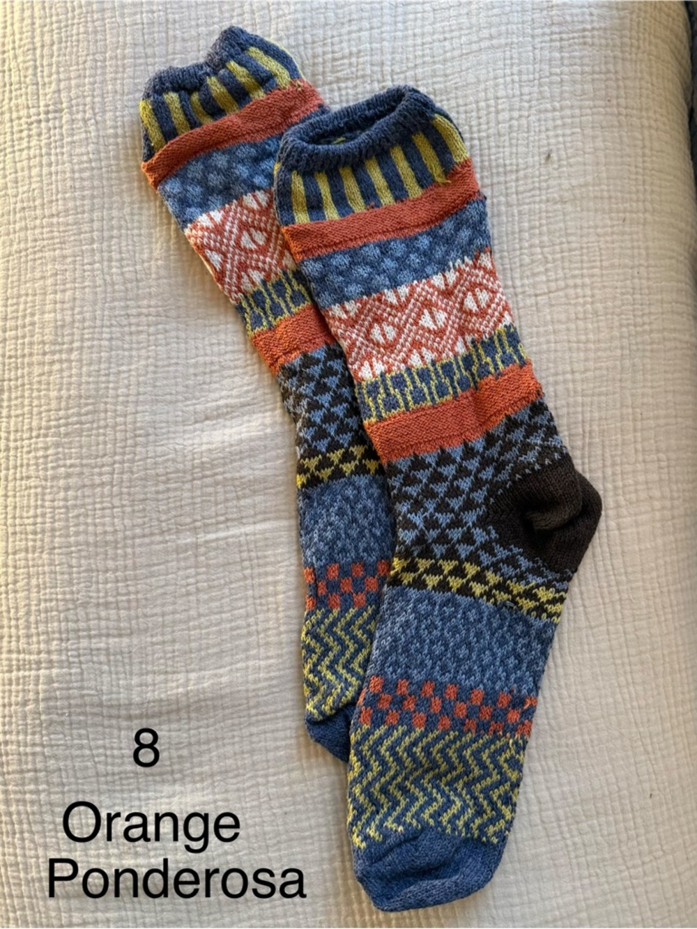 Solmate Socks Orange & Blue Patterned Crew Socks